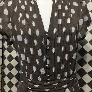 Polka dot dress neutral taupe with ecru polka dot